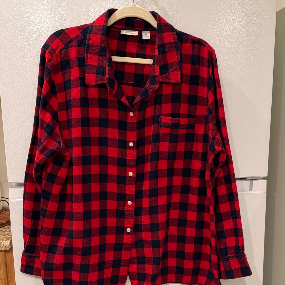 L.L. Bean Buffalo Plaid Button Down Flannel Shirt XL